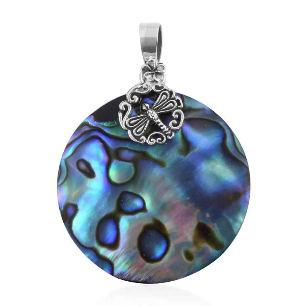 Abalone Shell Dragonfly Pendant in Sterling Silver